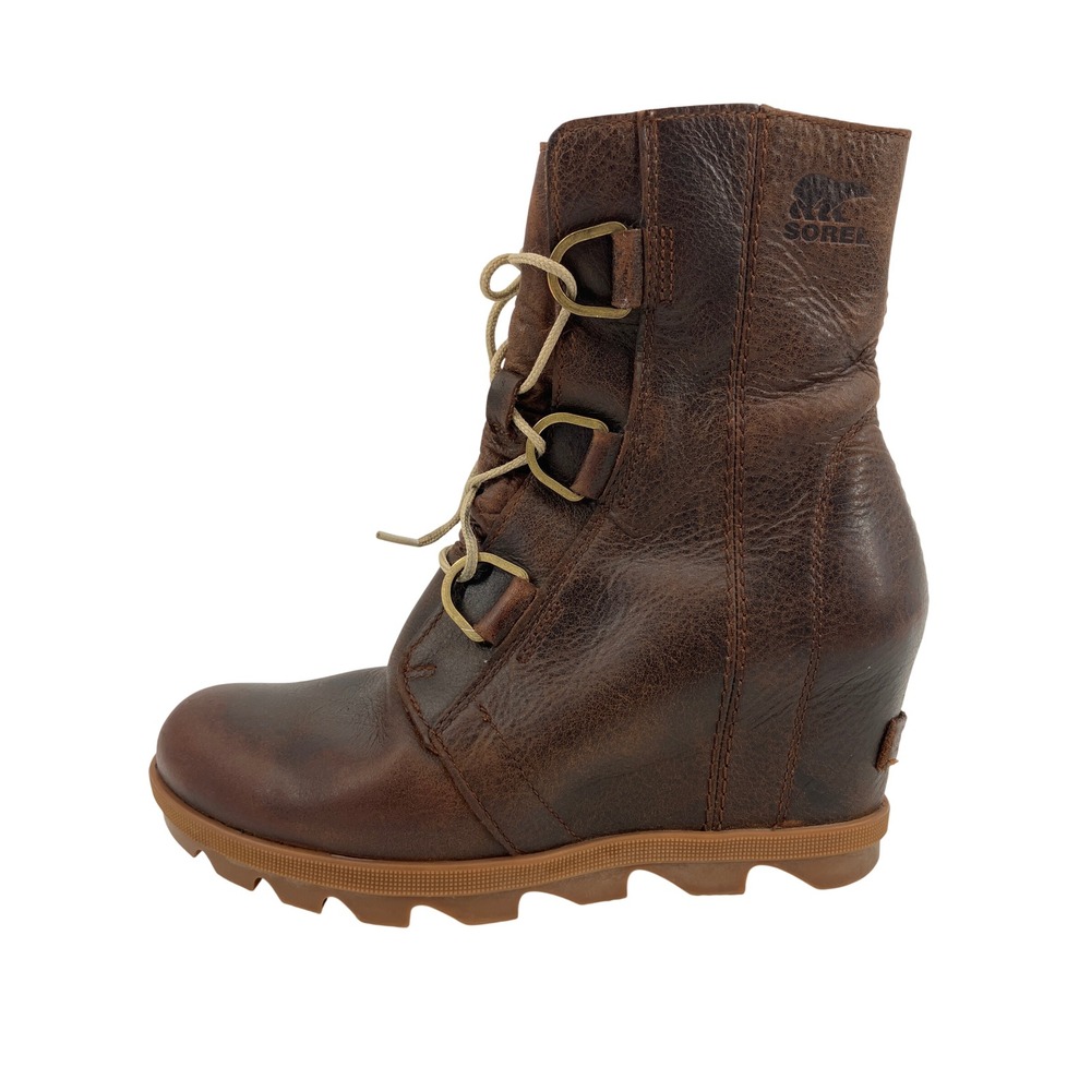 Sorel Joan of Arctic Wedge II Boots Womens 7.5 Brown Waterproof Leather lace up
